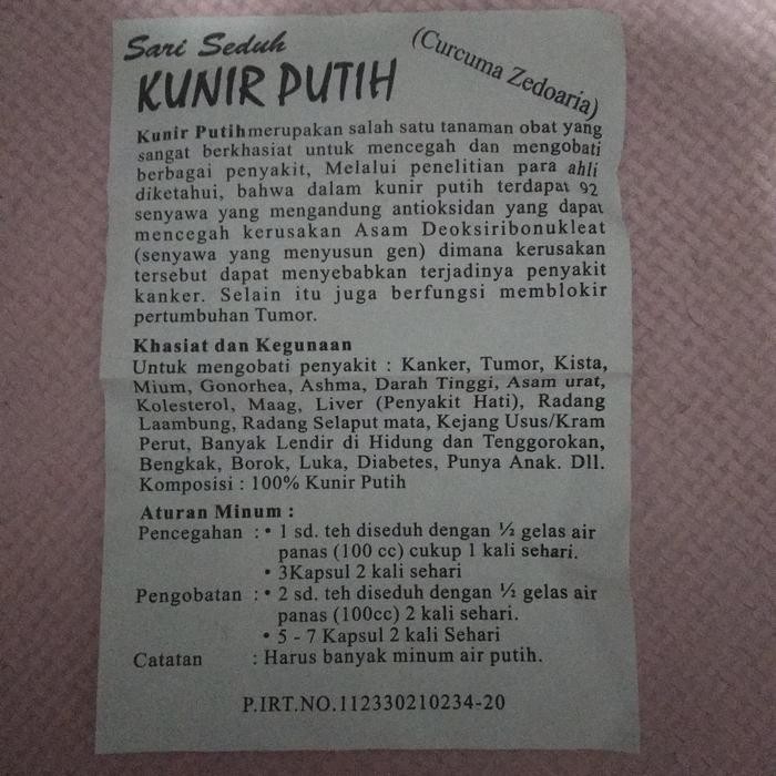 

Sari seduh KUNIR PUTIH Herbal Curcuma Zedoaria