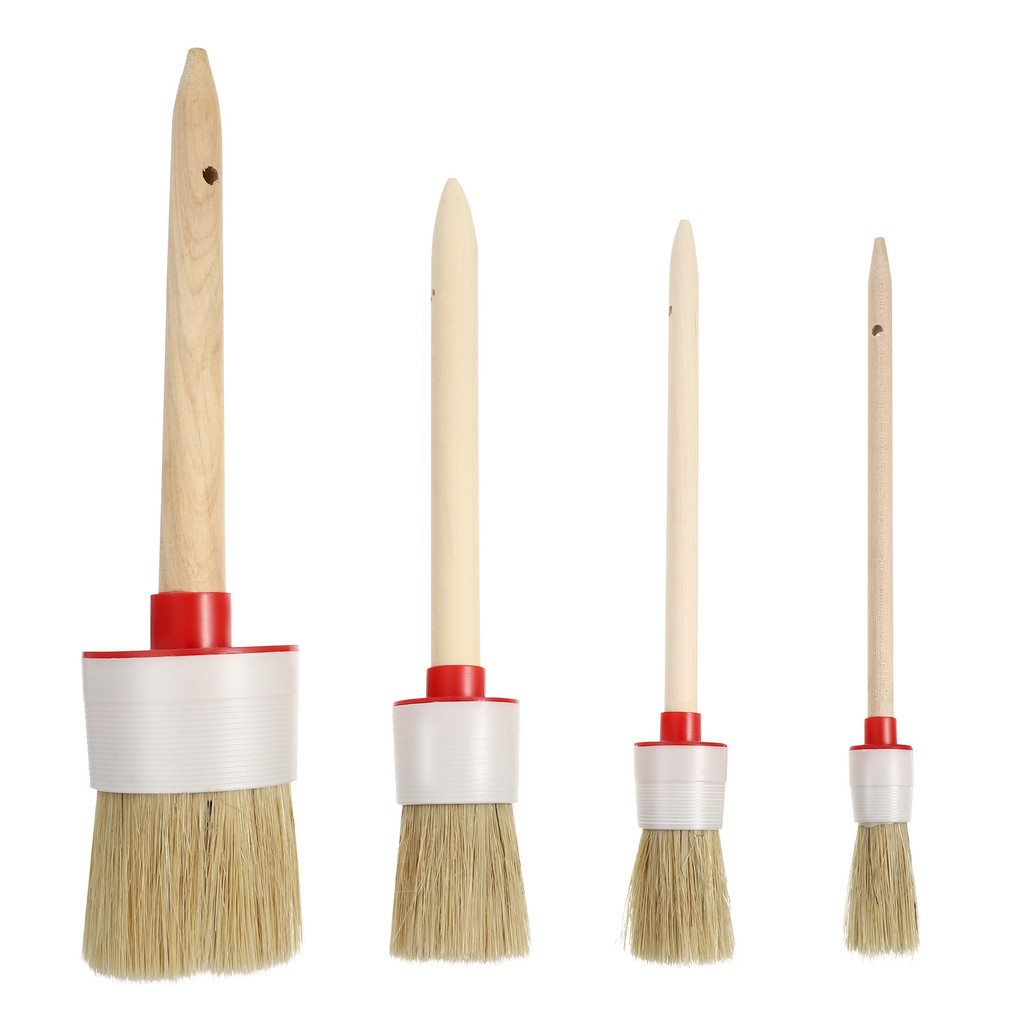 

4 Pcs Brush Set Wood H Rounded 2# 6# 10# 18# Paint Brush Durable Flexible Paint Tool Artist Home Use