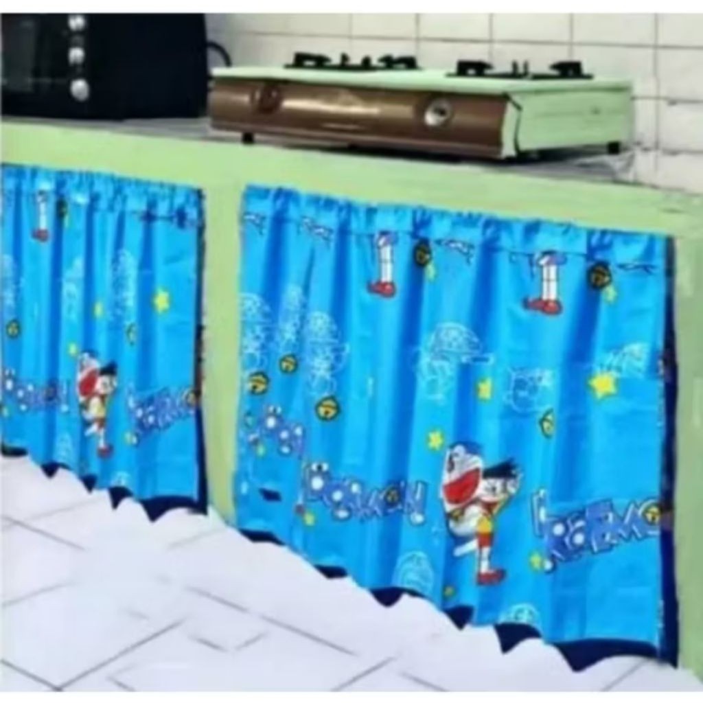 Gorden kolong dapur cantik 1 set kawat gorden wastafel Tirai jendela pendek Hordeng Jendela 1,5 mete