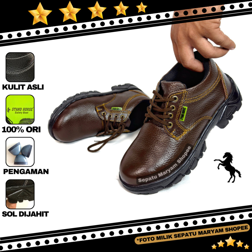 Promo Sepatu Safety Pria Kulit Asli Safety Shoes Ujung Besi Sepatu Septi Sefty Ori Kerja Lapangan Pr