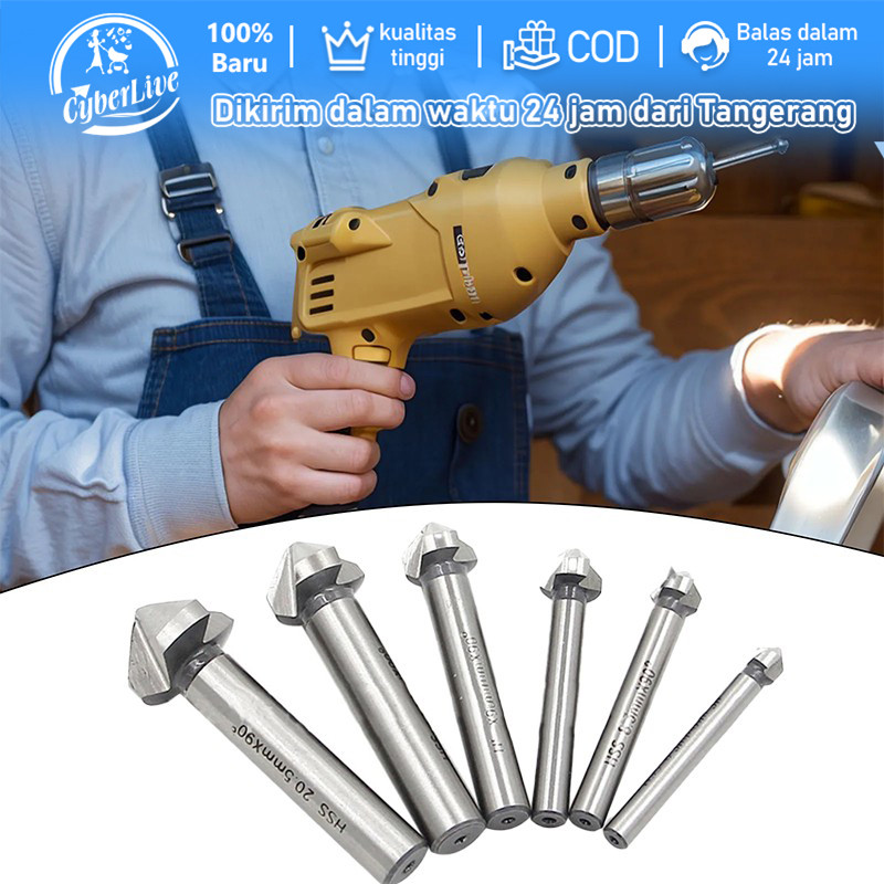 Mata Bor Countersink Baja 90° 6pcs Mata Bor Drill Bit Countersink Untuk Besi Kayu