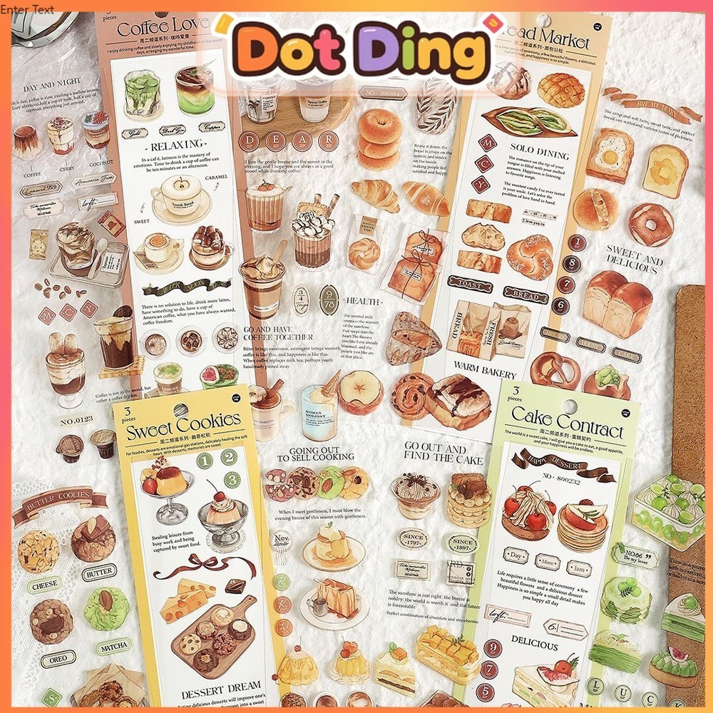 

[DOTDING] ‌Stiker PET Makanan & Minuman Panjang Buku Harian Tahan Air Dekorasi Scrapbook Kopi Roti Dessert