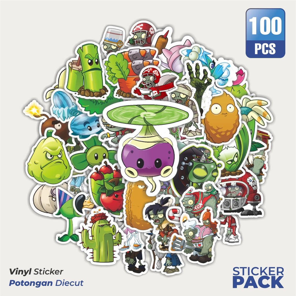 

Super Hemat! 100 PCS Stiker Game Series PLANT vs ZOMBIE Character Mix 8 Waterproof Aesthetic- Untuk Laptop, Motor, dan Hem - Paper Stationery Pack