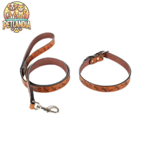 TALI KALUNG ANJING SET - KALUNG TALI ANJING KULIT SINTETIS - DOG COLLAR LEASH