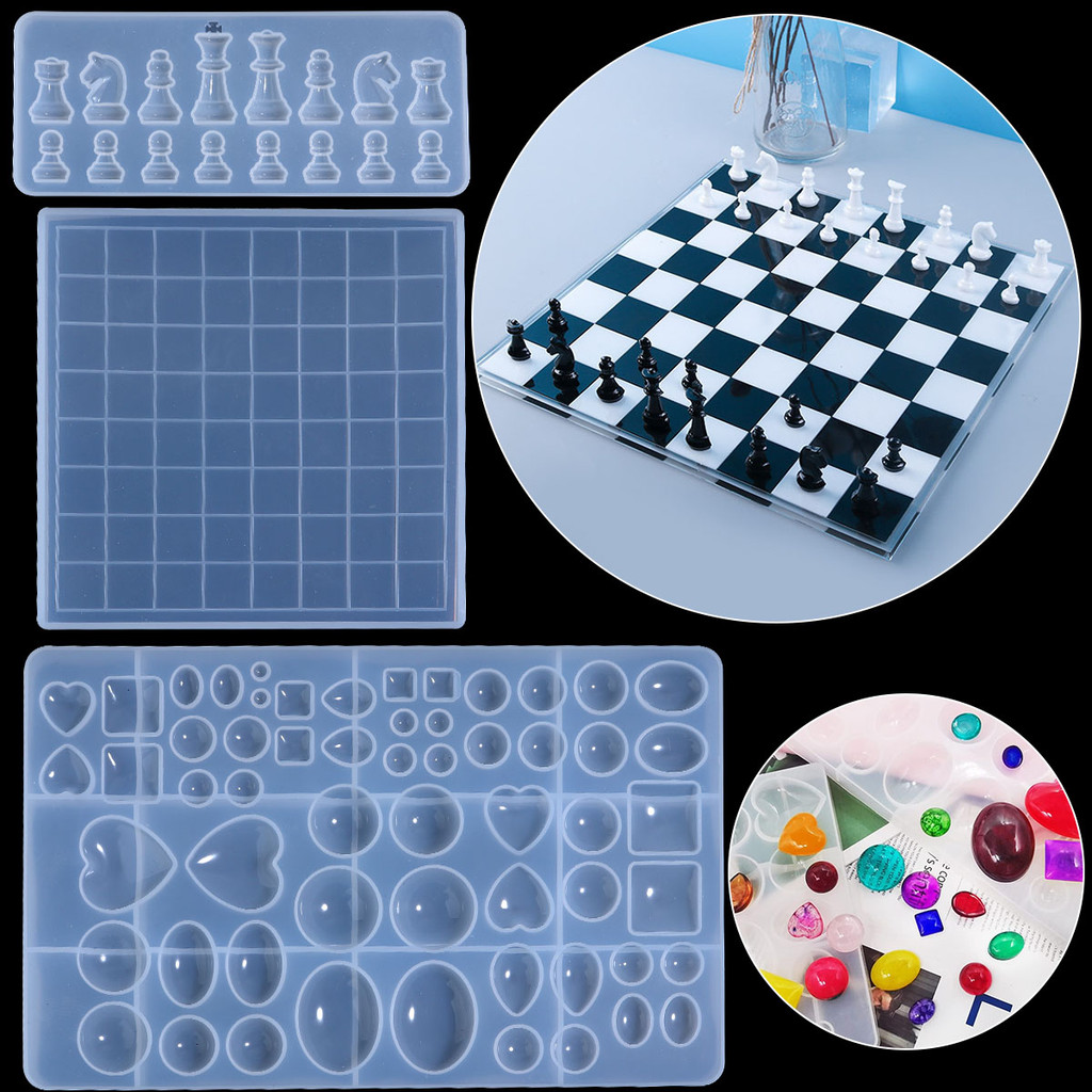 

Resin International Chess Set Mold With Chess Board Silicone Resin Molds Crystal Charms Epoxy Resin Silicone For Diy Mold Tools