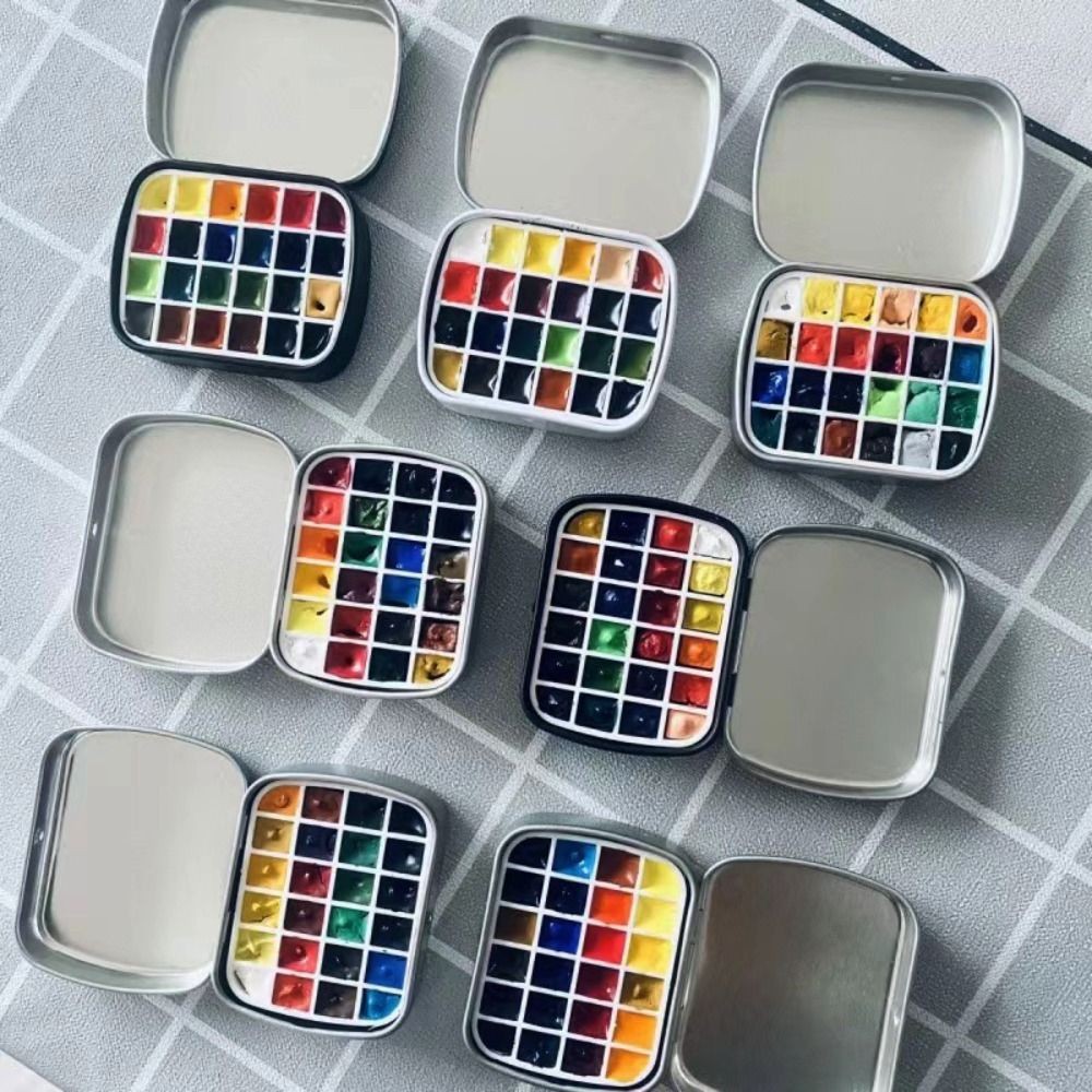 

2Pcs Empty Watercolor Paint Palette Mini Waterproof Paint Pigment Box Moisture-proof with Magnet Travel Painting Tray Outdoor