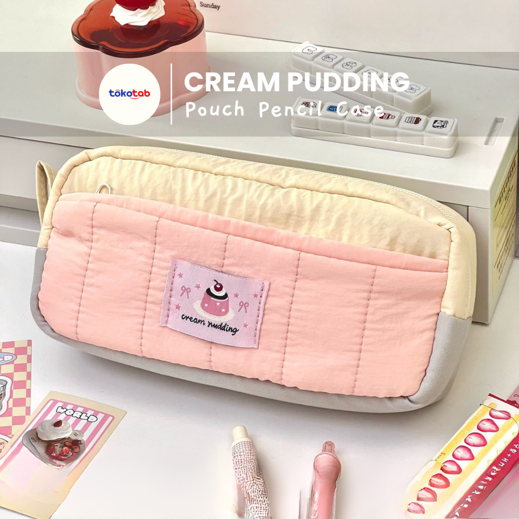 

Tokotab - CREAM PUDDING Tempat Pensil Anak Perempuan Aesthetic Kotak Pensil Kawaii Kapasitas Besar Organizer Alat Tulis Kantor