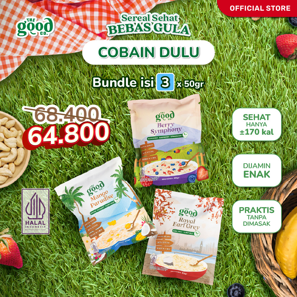 

The Good Co. [COBAIN DULU] - Instant Oatmeal Sachet - Sarapan Sehat Bebas Gula - Bundle isi 3