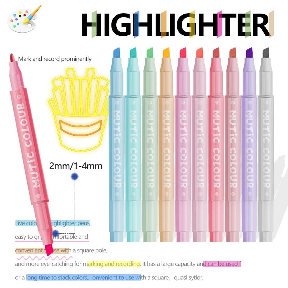 

Double Head Highlighter Pens Set Water Based Washable Marker Pen Brush Oblique Tip Journaling Scrapbook Highlight Stationery