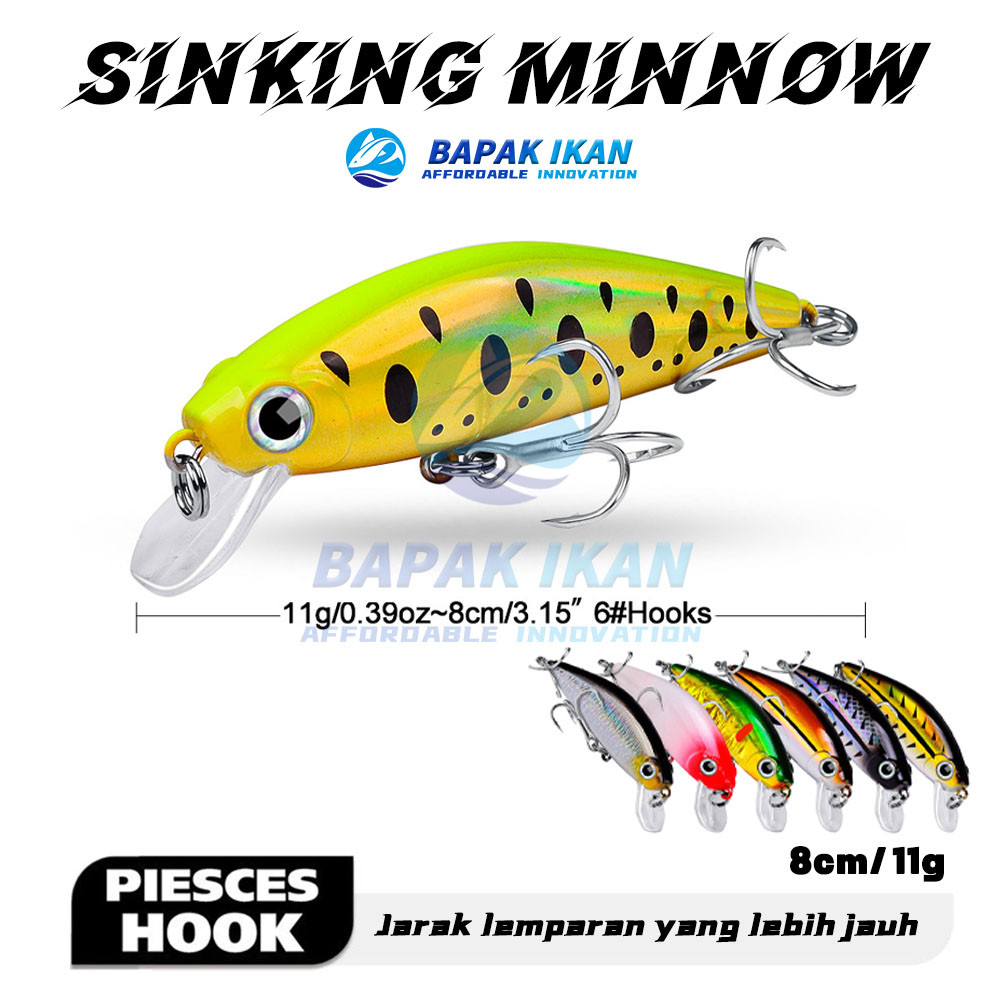 8cm/11g Umpan Lure Minnow Slow Sinking Fishing Bait Tackle Lure For Fishing Swim Bait Lure Hook Fish