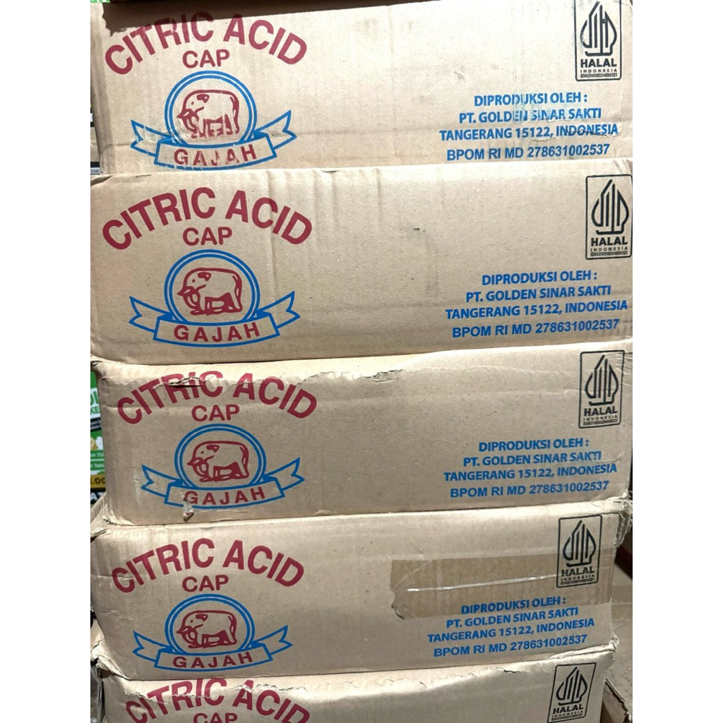 

Citric Acid cap gajah 50 gr @ 200 bungkus / 1 dus