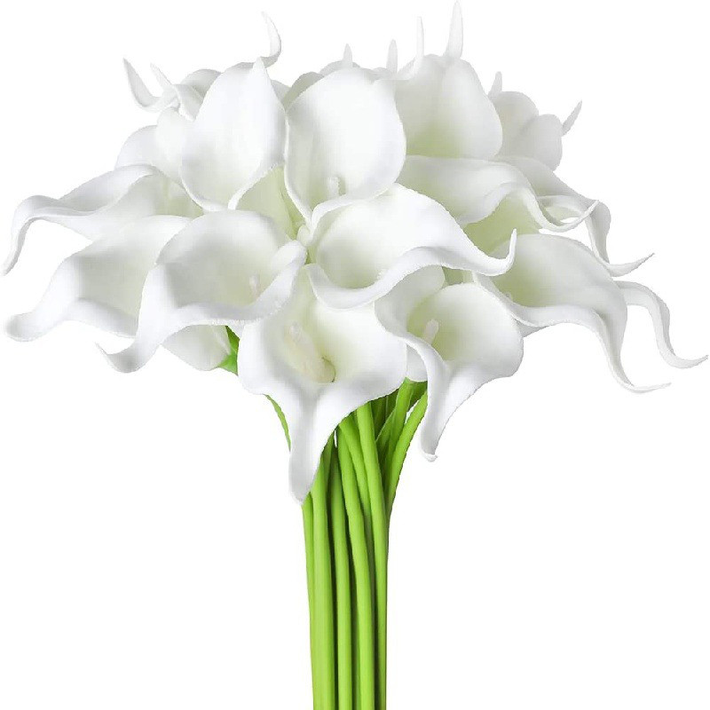 2/5Pieces Real Touch Calla Lily Artificial Flowers White Wedding Bouquet Bridal Shower Party Home Fl
