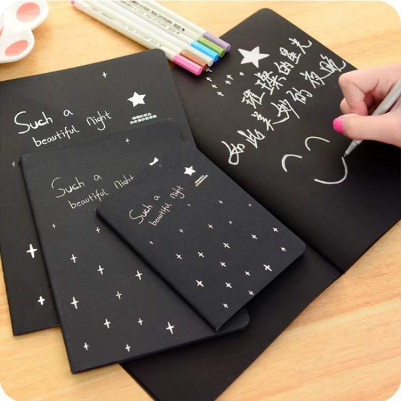 

Black Paper Notebook Sketchbook Diary for Graffiti Soft Cover Sketch Book Photo Album Notebook Office School Supplies 2025 New