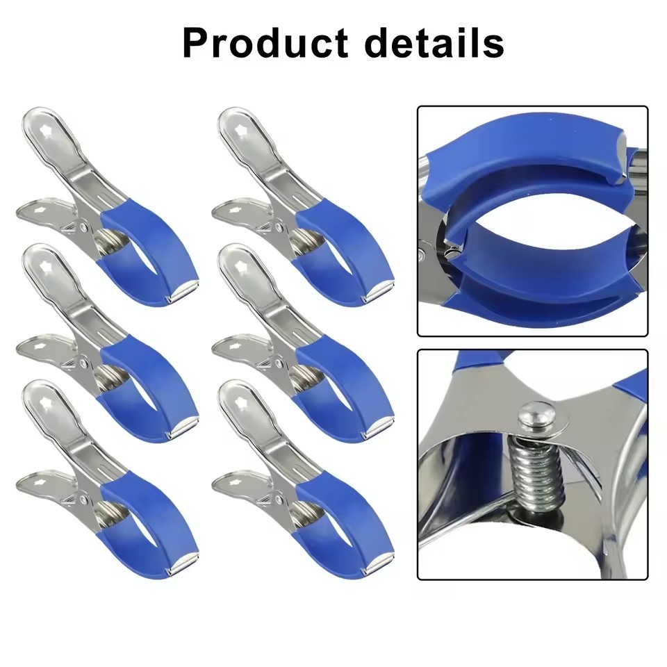 

6Pcs Pool Cover Clips Stainless Steel Pool Cover Clamps For Above Ground Swimming Pool Wind Guard Clip Black Blue