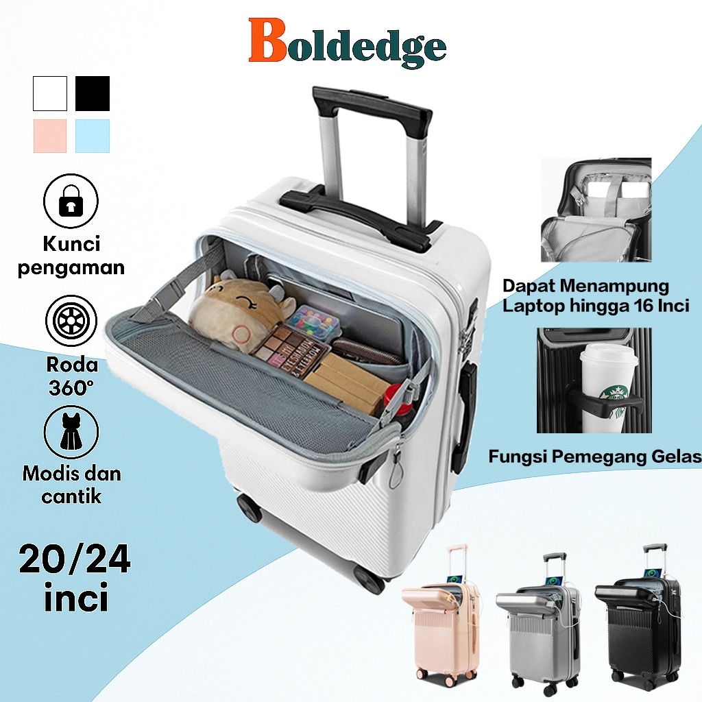 BoldEdge Koper 20/24 inch Bukaan Depan ABS & PC Tahan Banting Warna Stylish Elegan