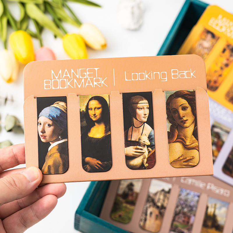 

4Pcs/Set World Art Paintings Magnetic Magic Two-sided Bookmark Student Teacher Gift School Supplies Stationery
