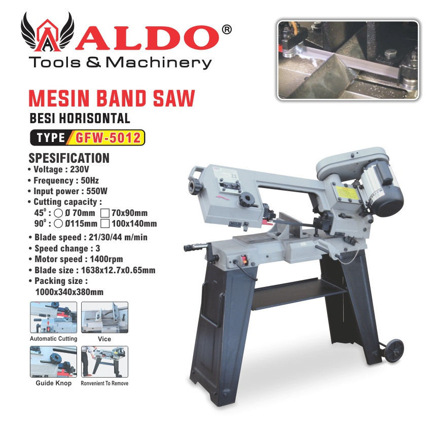 MESIN PEMOTONG BESI / MESIN BAND SAW BESI HORISONTAL TYPE :GFW-5012