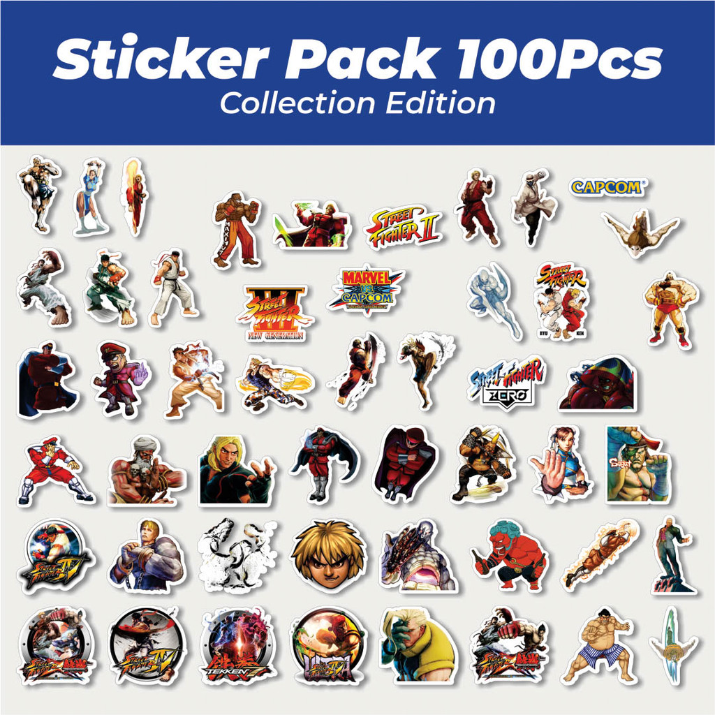 

Hot Stiker Video Game Series Street Fighter Character Mix Lucu Anti Air Stikers Berperekat Waterproof Sticker Decal Buat Motor Helm Buku Journal Koper Casing HP Laptop Botol Minum
