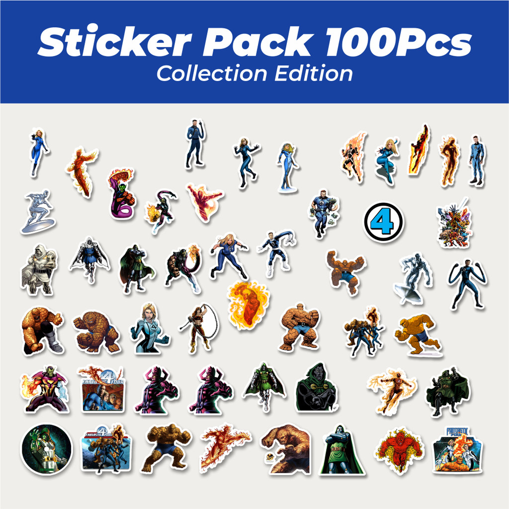 

Hot Stiker Marvel Series Fantastic Four Karakter Kartun Mix Lucu Anti Air Stikers Berperekat Waterproof Sticker Decal Buat Motor Helm Buku Journal Koper Casing HP Laptop Botol Minum