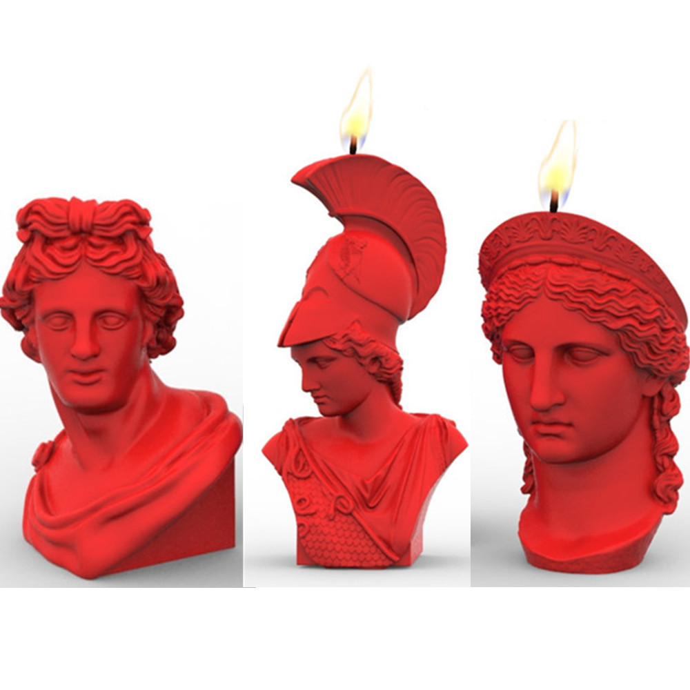 

DIY Art Hera Athena Statue Silicone Candle Molds Greek Goddess Plaster Portrait Mould Roman Sculpture Art Wax Candles Mould