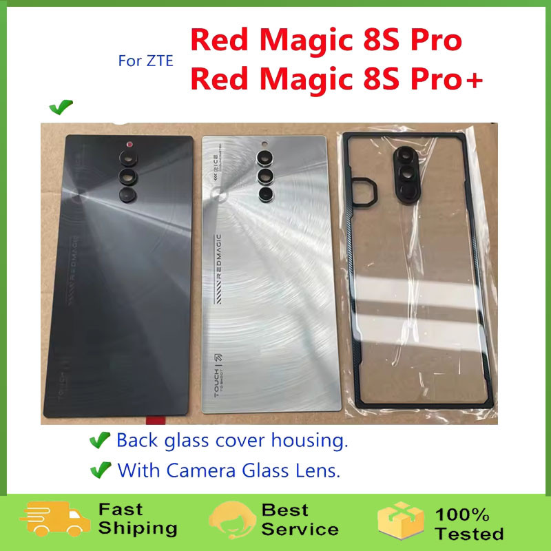 Rear Housing For ZTE Nubia Red Magic 8S Pro NX729J 6.8" Glass Back Cover Repair Replace Phone Batter