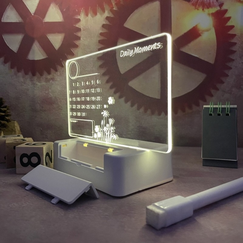 

Acrylic Transparent Luminous Calendar Note Board Erasable Ins Message Board Household Memo Prompt Desktop Small Table Lamp