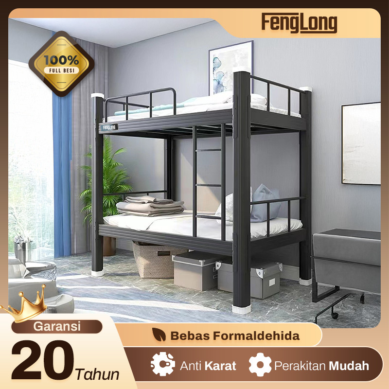 Dipan Tempat Tidur Ranjang Tingkat 2 Susun  Bunk Bed Ranjang Tingkat Besi 120x200 full besi