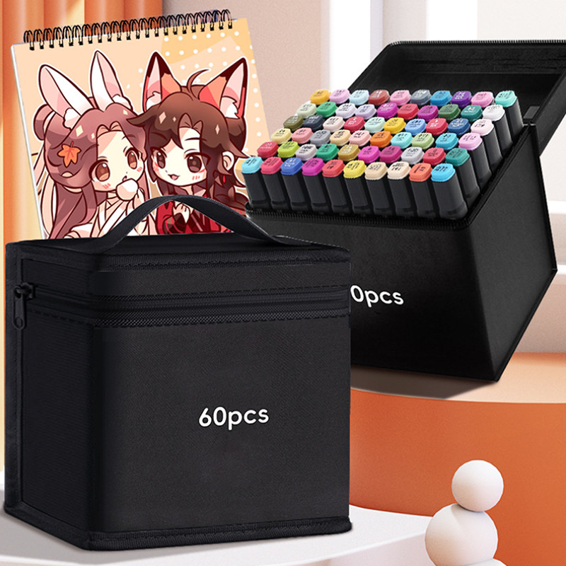 

Large Capacity Zipper Canvas Pencil Bag Markers Pen Black Storage Bag Massive Watercolor Pen Stationery Bag ( Not Incluide Pen))