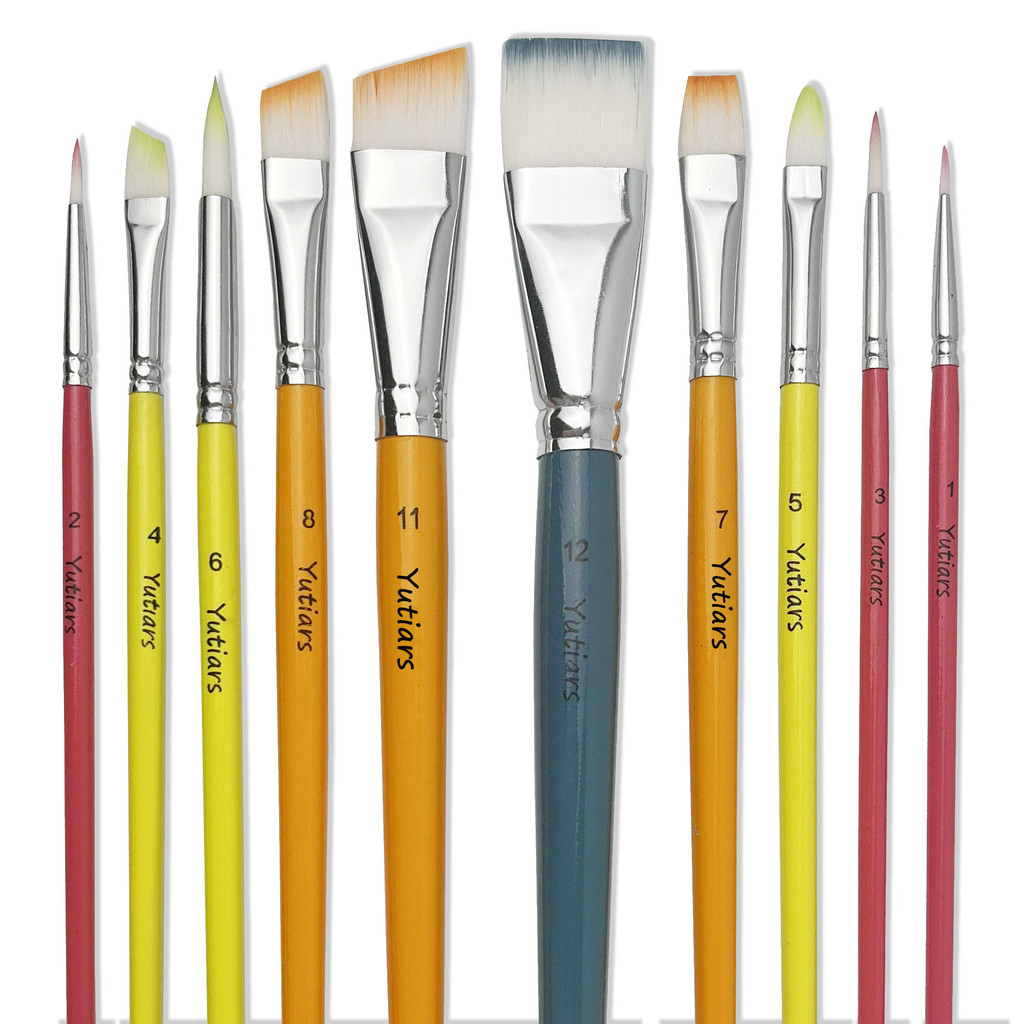 

10 Pcs Colors/White Nylon Hair Painting Brush Artist Paint Brush Human Body Paint Brush Drawing Supplies for Body Face Painting