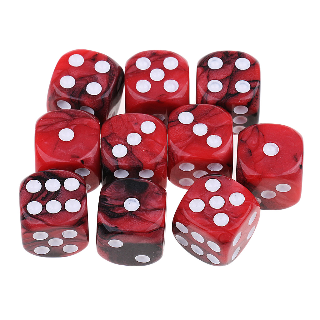

Set of 10 6 Sided Square Opaque D6 16mm Standard Dice Die Double Color Dices
