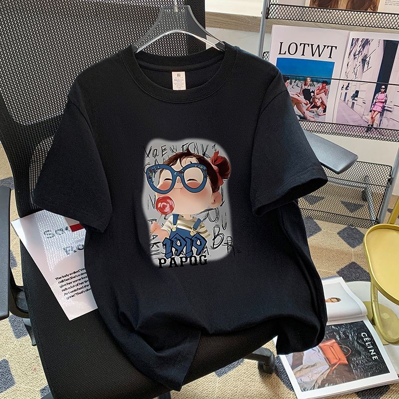 T-Shirt Baju Kemeja Wanita Lengan Pendek Unisex - Motif Kartun Anak Perempuan Kreatif Katun Bernapas