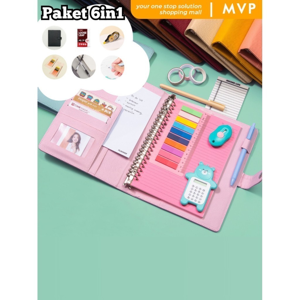 

MVP Paket Binder Kating 6 IN 1 Paket Binder lengkap 1 Set Beserta Loose leaf Dan Alat Tulis