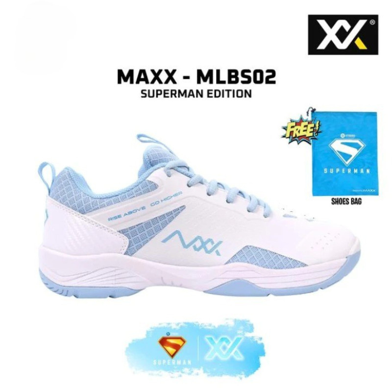 Sepatu Padel MAXX Superman Sepatu Bulutangkis Badminton MAXX MLBS02 White Sky Blue