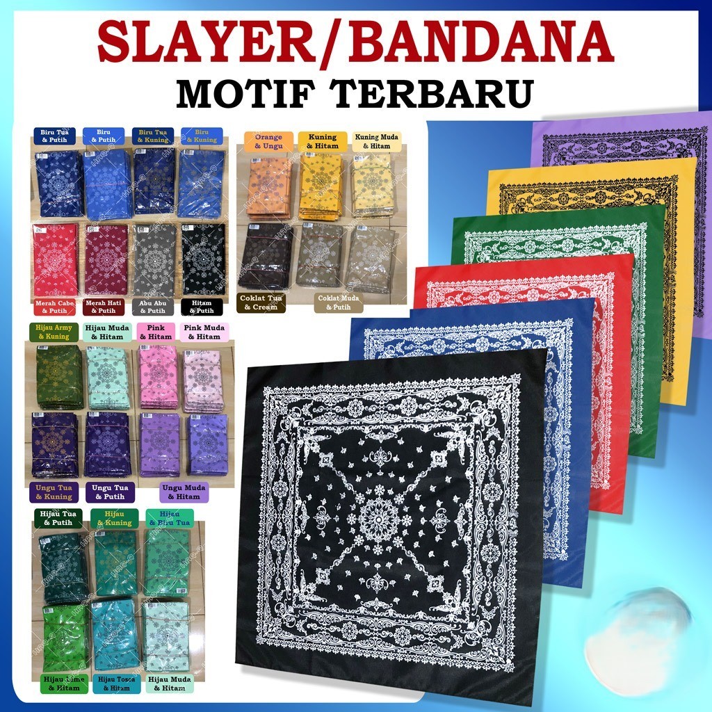 (GA777) SLAYER KAIN BATIK / BANDANA SLAYER PUTIH PREMIUM / Slayer batik multifungsi / masker batik s