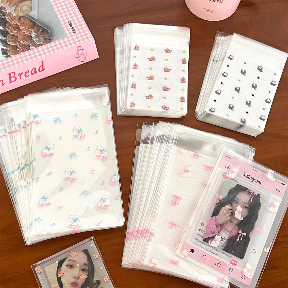 

50/100 Pcs Cute Pet Self Adhesive Bag Small Card Packaging Bag Jewelry Bracelet Small Item Packaging Bag Packaging Bag Gift Bag