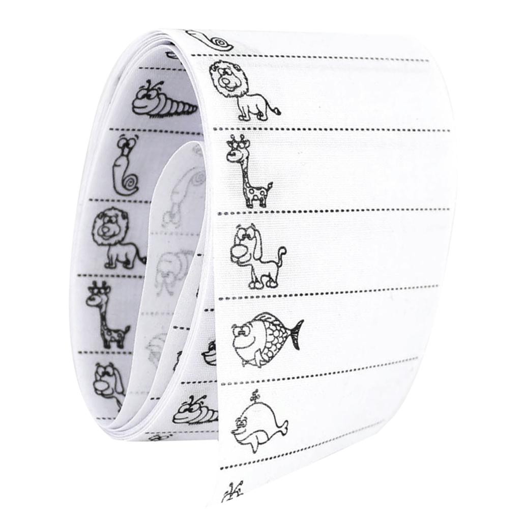

100 Pre-cut Iron-on Cotton Name Tapes Labels Tags for Schoolwear, Clothes, Etc Printed Cartoon Animals Patterns