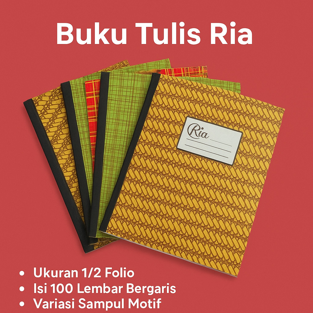 

Buku Tulis Folio 200 Lembar Ria (Bergaris) 200Lembar