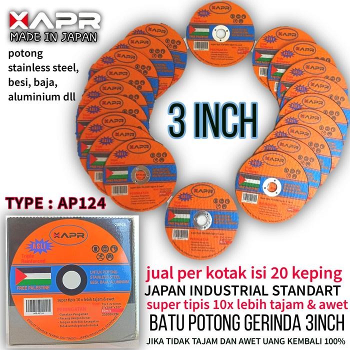 

READY Raja mata gerinda 3 inch APR AP124 mata potong besi stainless baja aluminum WD
