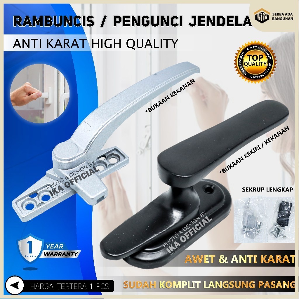 SAB Rambuncis jumbo Handle Kunci 2 arah KANAN KIRI BUKA TUTUP Jendela kuningan Grendel Panolet Slot 