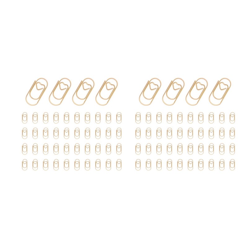 

300 Pieces Gold Cute Paper Clips Mini Clips Heart Shaped Paperclips Bookmark Clips For Office Supplier School