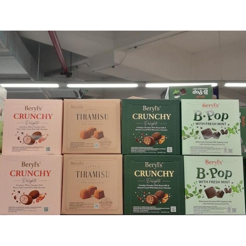 

Beryl's Beryls Chocolate Coklat IMPORT Varian Crunchy Gianduia / Crunchy Strawberry / Tiramisu Milk Chocolate / B Pop Mint