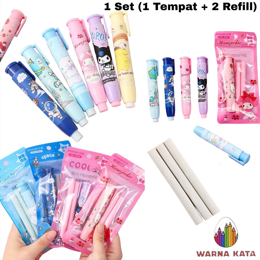 

MW019 Penghapus Pensil Sanrio Cetekan Mechanical Refill Isi Eraser Lucu Mekanik Anak SD SMP TK