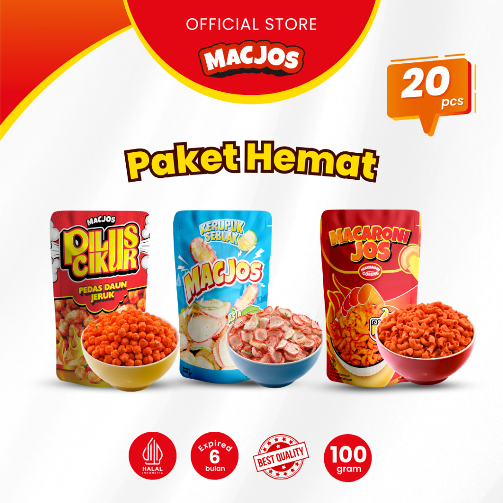

Emama.store MACJOS Cemilan Paket Hemat 20pcs - Isi 3 Varian Produk