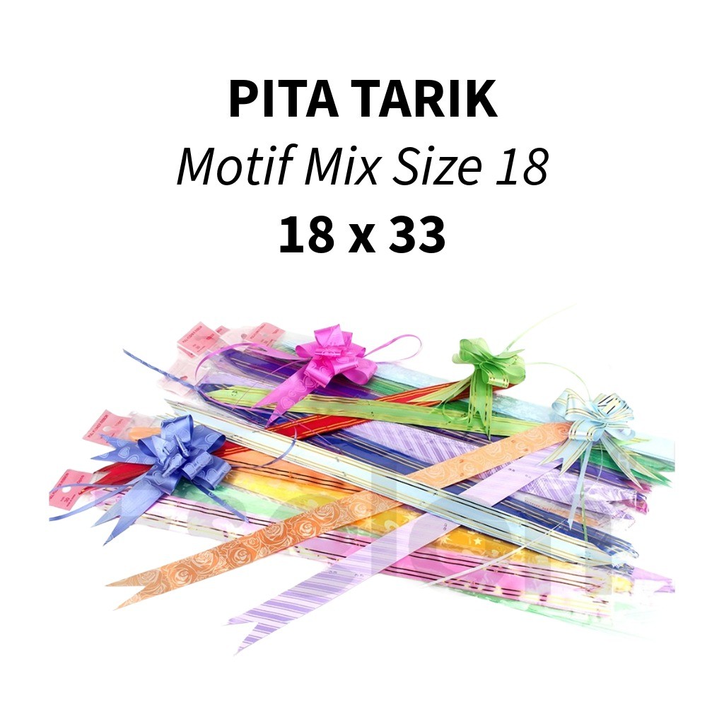 

♚1pak isi 10 Pita Tarik Serut 18mm / Pita Kertas Serut/ Pita Kado♚