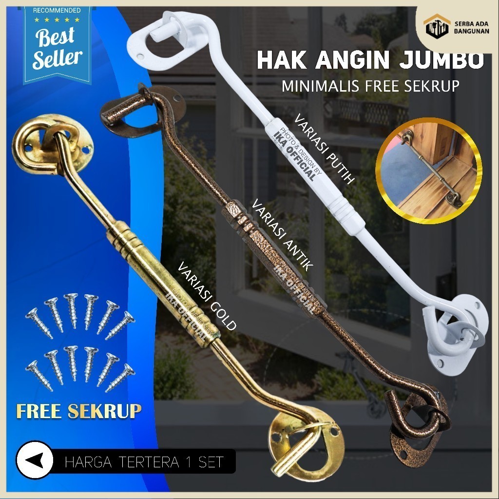 SAB Hak angin / cantolan jendela 8 inch bulat model stainless tebal / pena
