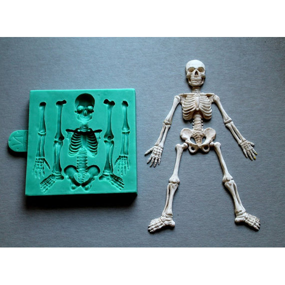 

Skeleton Halloween Skeleton Body Fondant Mold Silicone Cake Decoration Handmade Clay Resin Cake Tools Moulds PRZY 001 Radom