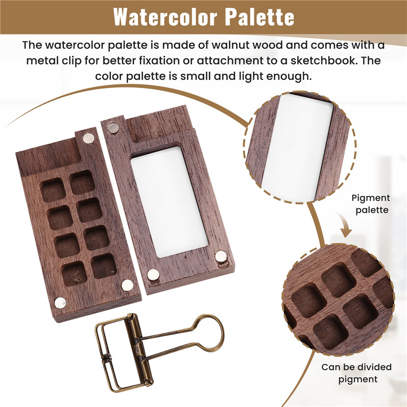 

Practical-2Pcs Pocketartist Watercolor Travel Set Paint Palette Travel Kit Watercolor Walnut Palette Travel Watercolor Palette