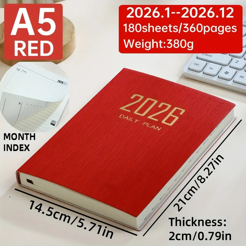 

2026 New A5 Size Notebooks 365-Day Daily Schedule Book Diary 360 Sheets Notebook Agenda Notepad Writing Pads Office School