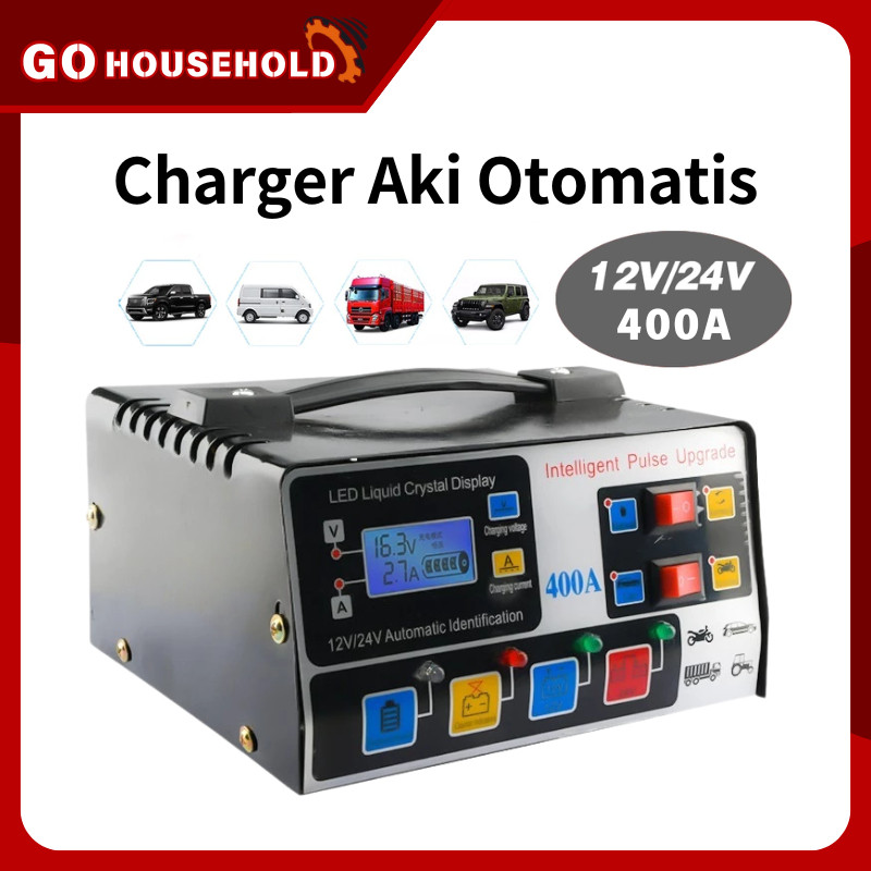 Charger Aki Otomatis Smart Intelligent 12v24v 400W 800AH Auto Repair Mobil Pengisi Daya Kendaraan Pe