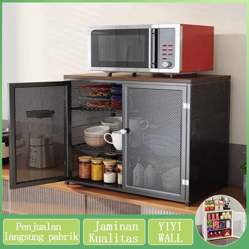 Lemari Penyimpanan Makanan Lemari Piring Rak Dapur Rak Logam Lemari Penyimpanan Serbaguna Rak Bumbu 